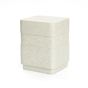 13.4 in. White and Gray Square Cement Side Table