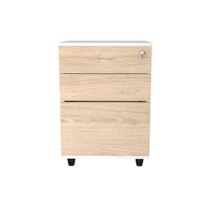 3-Drawer Sand Oak and White Wood 19.05 in. W Vertical File Cabinet