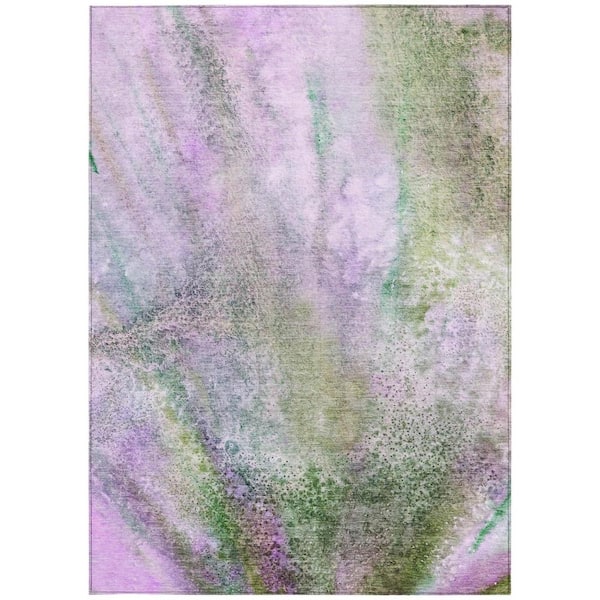 Purple 3 ft. x 5 ft. Abstract Indoor / Outdoor Area Rug