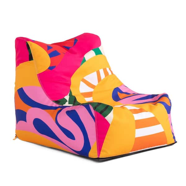 Ponce Outdoor Bean Bag Chair-Weather Resistant Patio and Poolside Lounge Seating, Zuri Multicolor Pattern