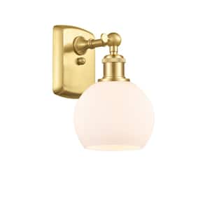 Athens 1-Light Satin Gold Wall Sconce with Matte White Glass Shade