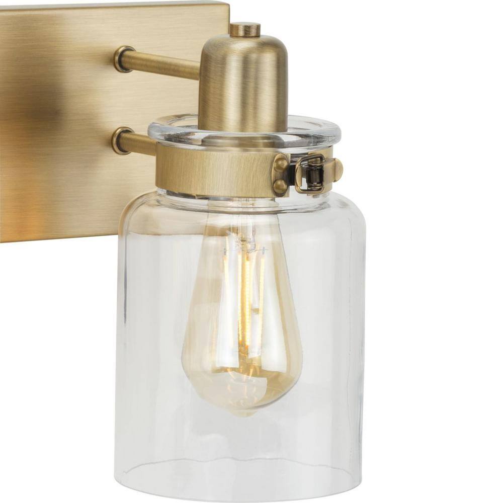Calhoun 4-Light Vintage Brass and Clear Glass Bath Vanity Light