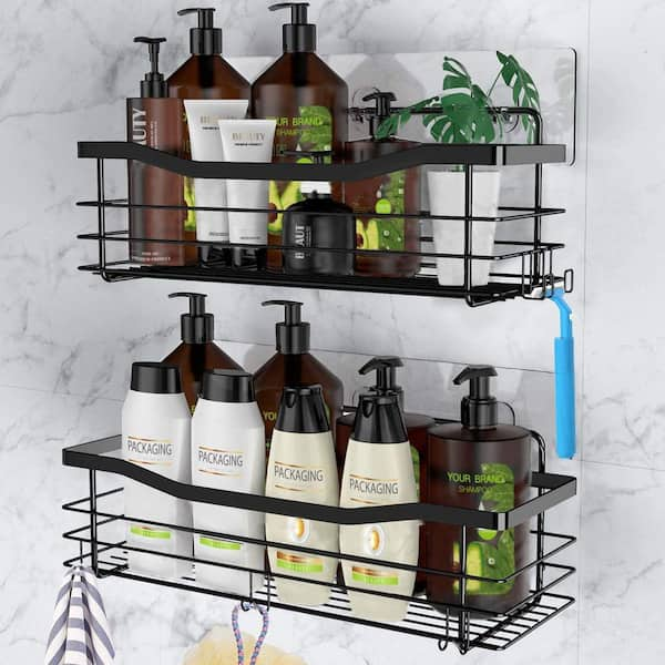  Shower Caddy Wood Shower Shelf Adhesive Shower Rack Wall  Mounted No Drill Multi-function For Bathroom Toilet,B30cm : Home & Kitchen