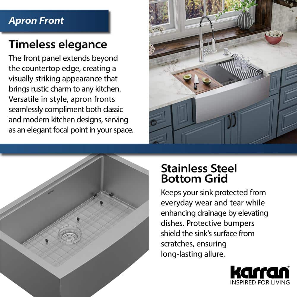 Elite 30'' Single Bowl Stainless Steel Farmhouse Sink