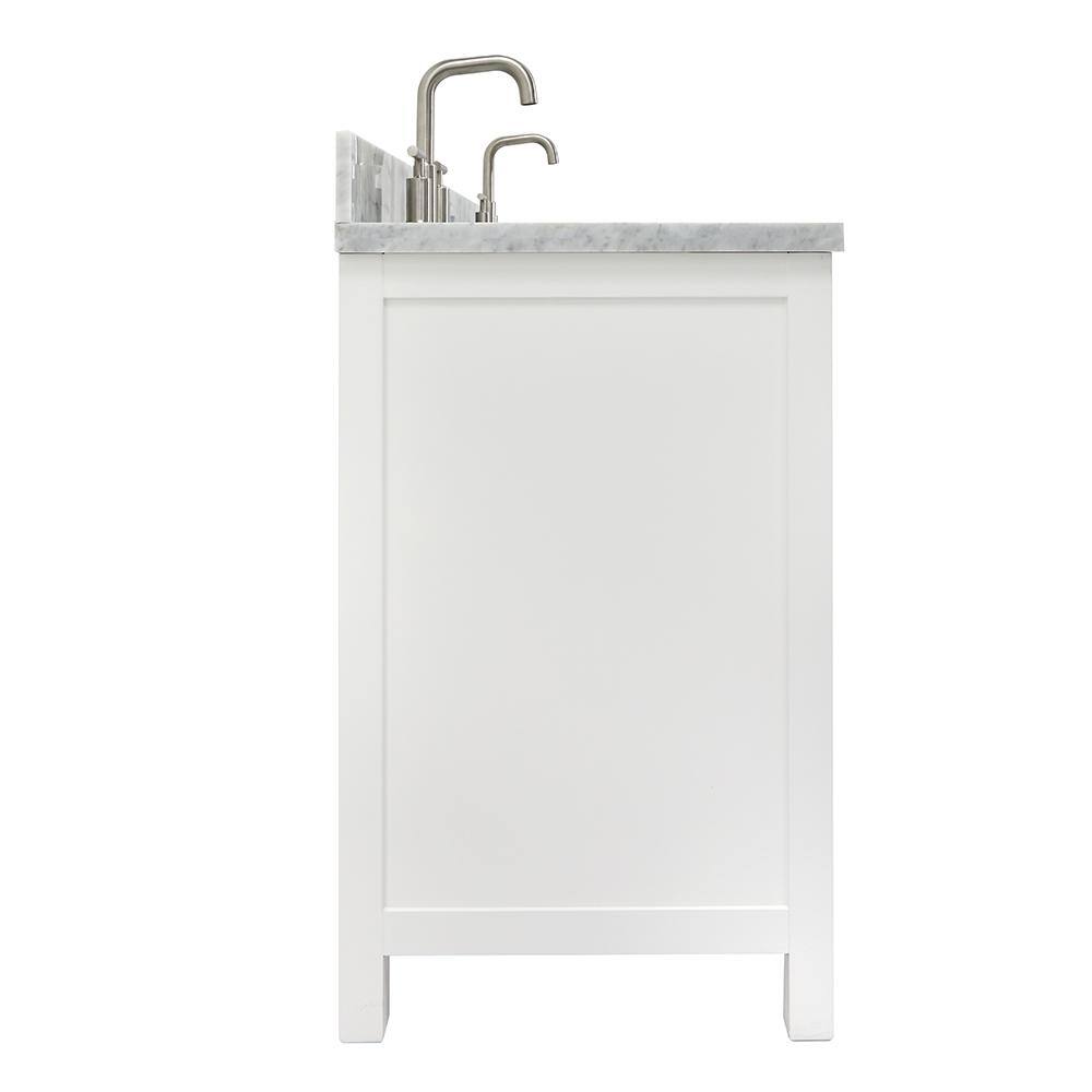 Cambridge 67" White Marble Top Double Basin Freestanding Vanity