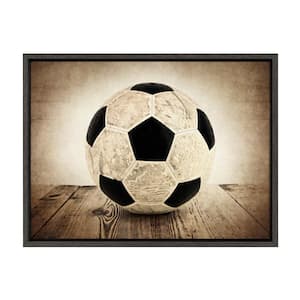 Sylvie "Vintage Soccer on Wood" by Saint and Sailor Studios Sports Framed Canvas Wall Art 24 in. x 18 in.