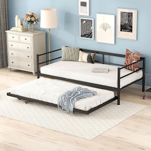 Ione Black Twin Size Daybed with Adjustable Trundle