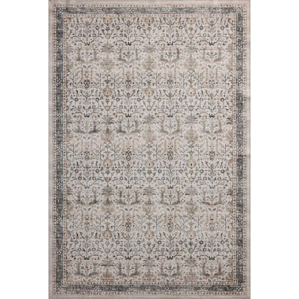Anniston Ivory/Stone 9 ft. x 12 ft. Machine Washable Area Rug