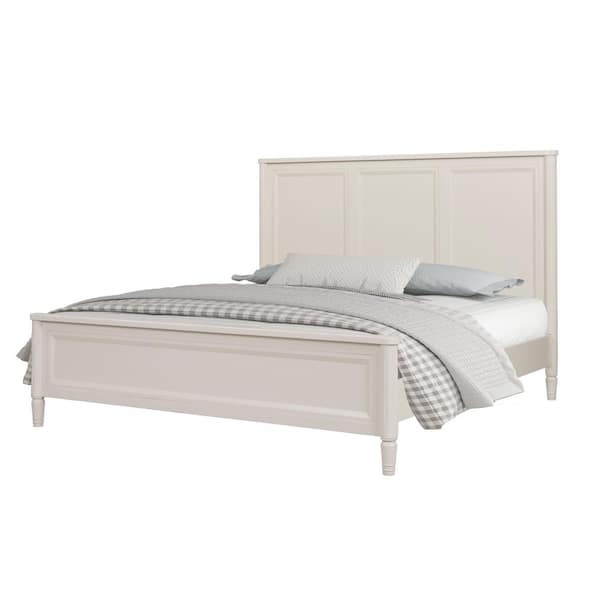 Whitfield Modern French White Wood Frame Queen Panel Bed