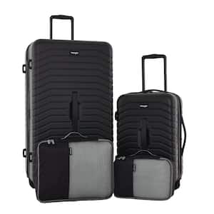 Wrangler 4-Piece Black Rolling Hardside Trunk Collection With 360° Spinner Wheels Luggage Set