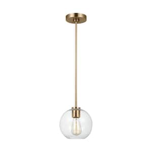 Orley 1-Light Satin Brass Pendant Light with Clear Glass Globe Shade