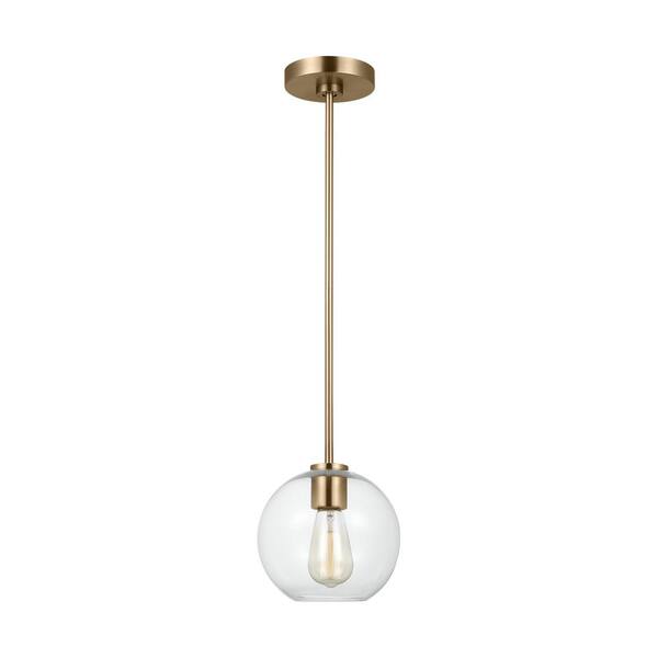 Photo 1 of **FOR PARTS ONLY**NONREFUNDABLE**Orley 1-Light Satin Brass Pendant Light with Clear Glass Globe Shade