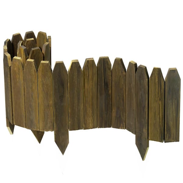 Unbranded 47 in. x 9.8 in. x 0.4 in. Brown Wood Garden Edging Fence Border Decorative Panels for Flower and Landscape Fencing
