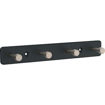 8 in. L Black and Nickel Metal Round Hook Key Rail