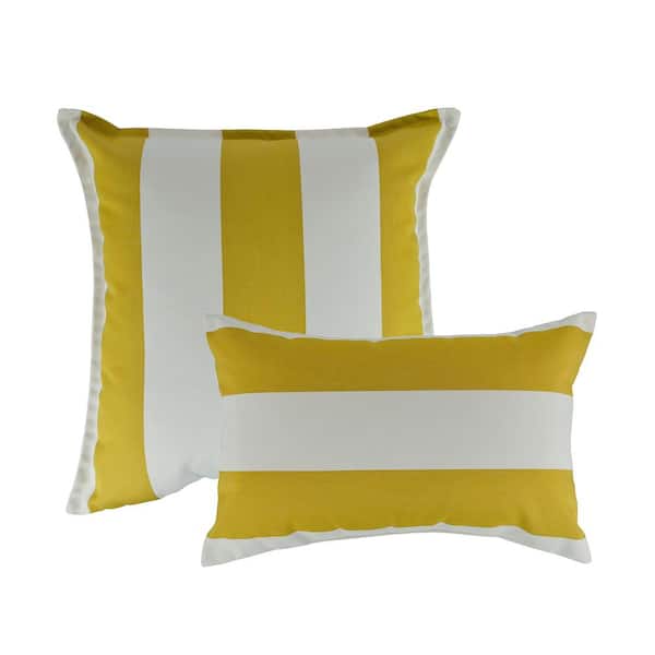 Austin Horn Collection Cabana Citron Striped 20 in. x 20 in. Throw Pillow