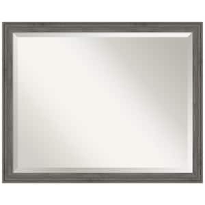 Regis Barnwood 30.62 in. x 24.62 in. Rustic Rectangle Framed Grey Narrow Bathroom Vanity Wall Mirror