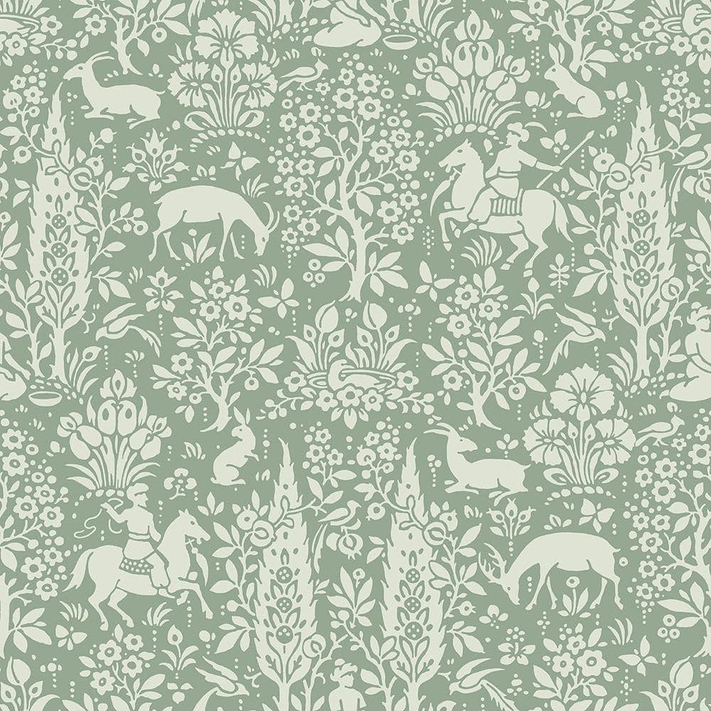 Happy Bunny sage green wallpaper | Happywall | Grayscale | Wallpaper |  Unisex | Playful