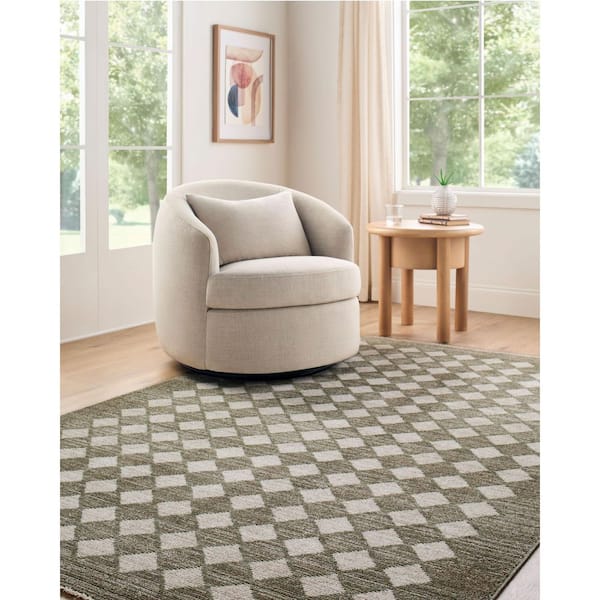 Livabliss 8 ft. x 10 ft., Green Checkered Galey Alix Myrtle Avenue