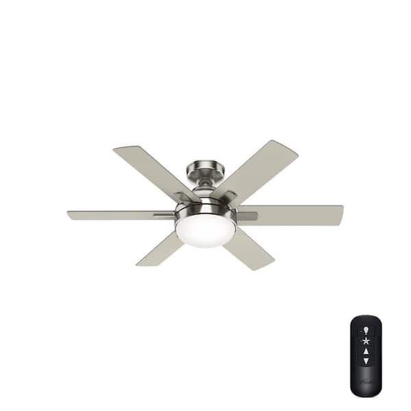 Hunter Hardaway 44 in. LED Indoor Brushed Nickel Ceiling Fan with Light Kit and Remote