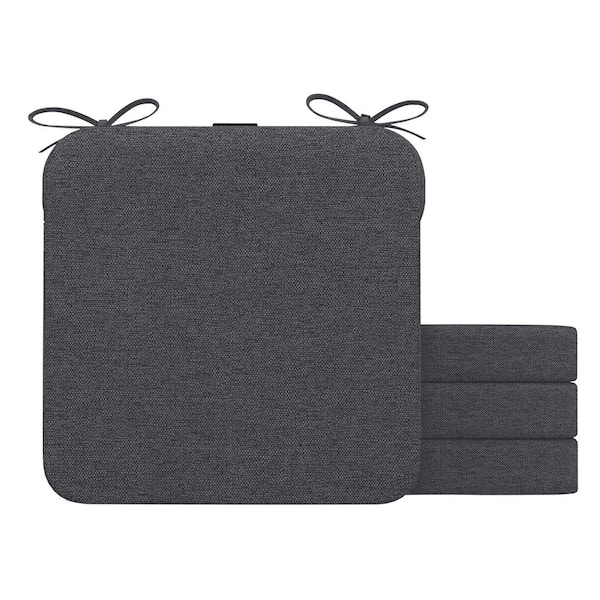 AAAAAcessories 16 in. x 16 in. Indoor Round Square Corner Removable Non-slip Chair Cushion in Dark Gray (4-Pack)