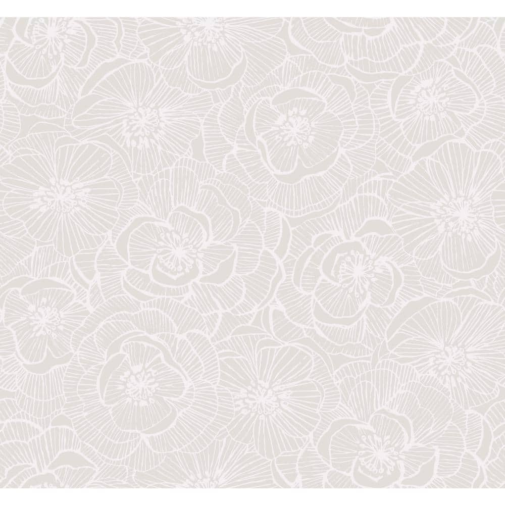 Seabrook Designs Jardine Graphic Floral Metallic Champagne and Pearl ...