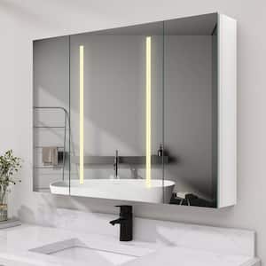 40 in. W x 30 in. H Rectangular White Aluminum Surface Mount Smart Defogging LED Bathroom Medicine Cabinet with Mirror