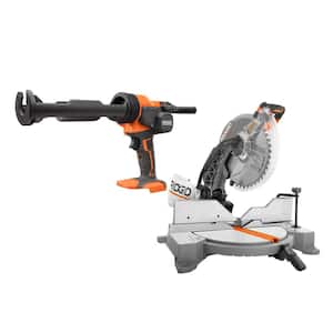 15 Amp Corded 12 in. Dual Bevel Miter Saw with LED Cutline Indicator and 18V Cordless 10 oz. Caulk and Adhesive Gun