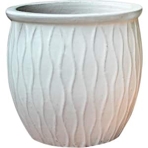 12.6 in. W x 13 in. H 2 qt. White Ceramic Corrientes Fishbowl Planter