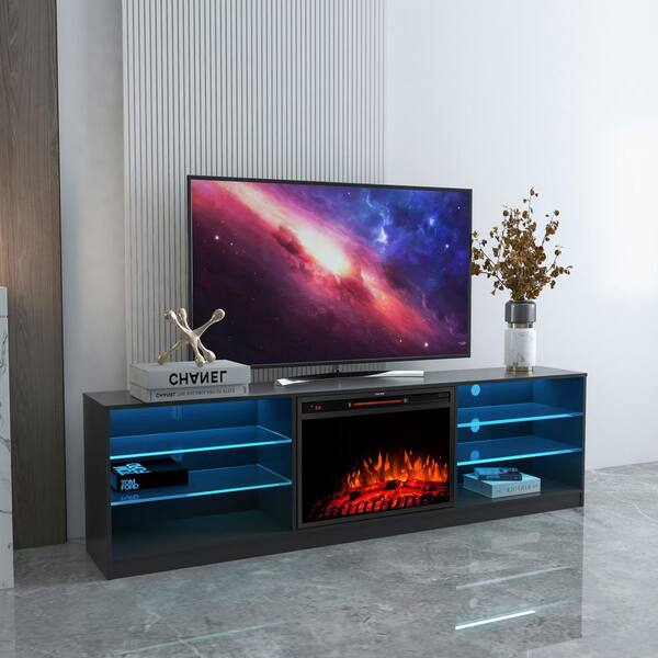 black modern fireplace tv stand