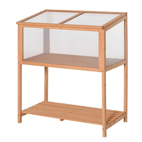 Outsunny 20 in. x 35.5 in. x 40.5 in. Fir Wood Orange Greenhouse