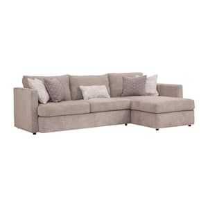 Urban Loft 108 in. W Track Arm 2 Piece Chenille L Shape Sectional Sofa in Gray with 5 Accent Pillows