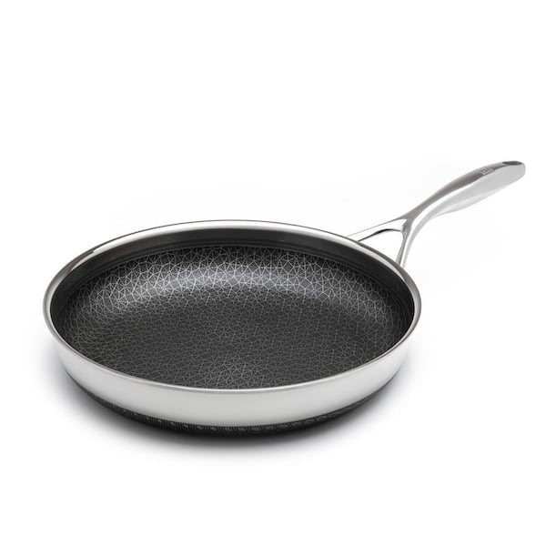 Diamond Clad 12 in. Hybrid Nonstick Stainless Steel Frying Pan, Dishwasher Safe, PFOA-Free - Silver/Black