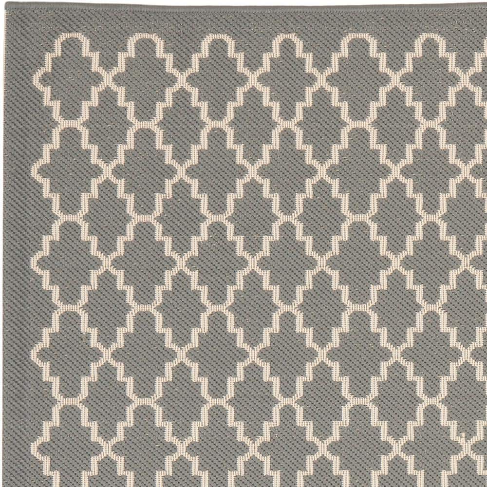 Anthracite & Beige 4' Square Synthetic Easy-Care Outdoor Rug