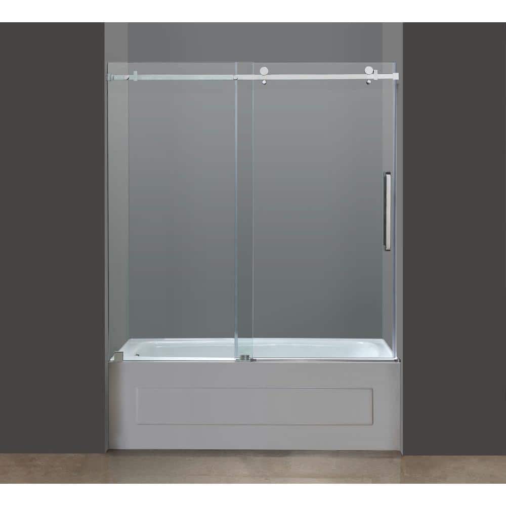 Moselle 60" Frameless Chrome Sliding Tub Door with Clear Glass
