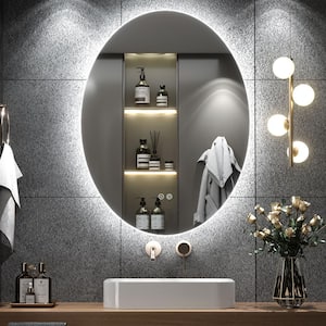 20 in. W x 28 in. H Oval Frameless Wall Bathroom Vanity Mirror Super Bright 192 Leds/m Lighted in Silvered Surface