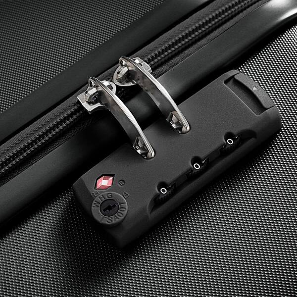 LIVACA 3-Piece Black ABS Plastic Hardside Spinner Luggage Set with