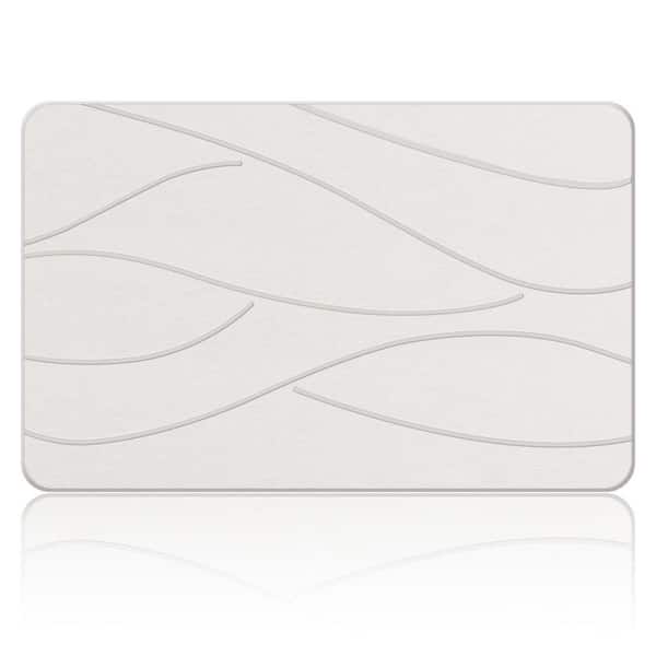 15.4 in. x 23.6 in. Stone Bath Mat in White, Non-Slip Super Absorbent Diatomaceous Earth Shower Mat, Quick Drying