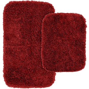 Jazz Chili Pepper Red 21 in. x 34 in. Washable Bathroom 2-Piece Rug Set