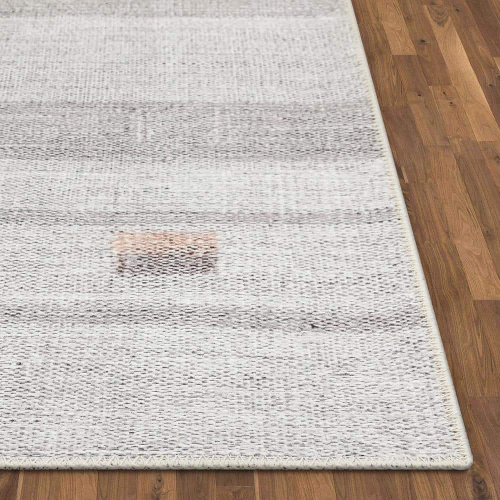 Gray Chenille Flat-Weave Reversible Area Rug 2' x 3'11"