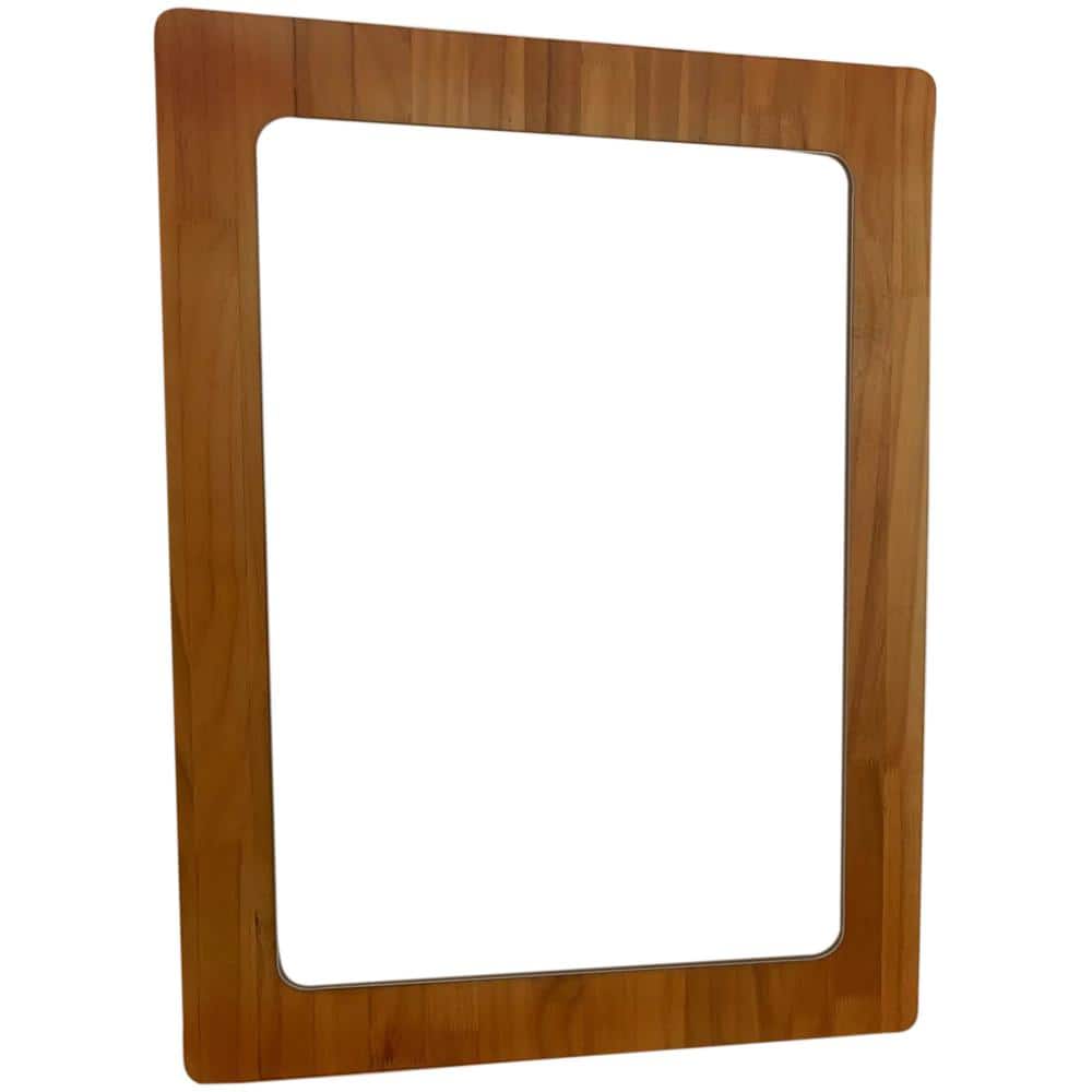26 in. W x 34 in. H Brown Wood Wide Framed Irregular Rectangle Decorative Wall Mirror