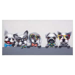 Puppy Pack Unframed Handpainted Animals Wall Art 24 in. x 48 in.