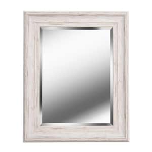 Medium Rectangle White Art Deco Mirror (31.28 in. H x 25.23 in. W)