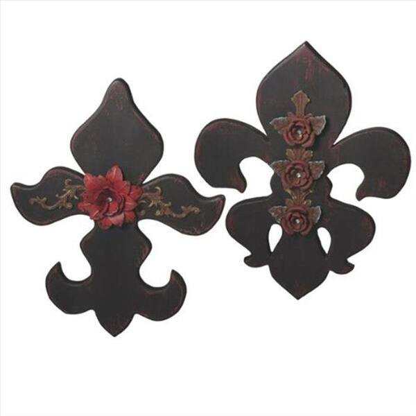 Filament Design Sundry 20 in. x 16 in. Fleur De Lis Traditional Wall Decor (Set of 2)