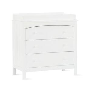 Kace 37.5 in. H 3-Drawer White Dresser with Topper for Nursery
