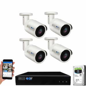 8-Channel 8MP 1TB NVR Security Camera System 4 Wired Bullet Cameras 2.8mm Fixed Lens Human/Vehicle Detection Mic