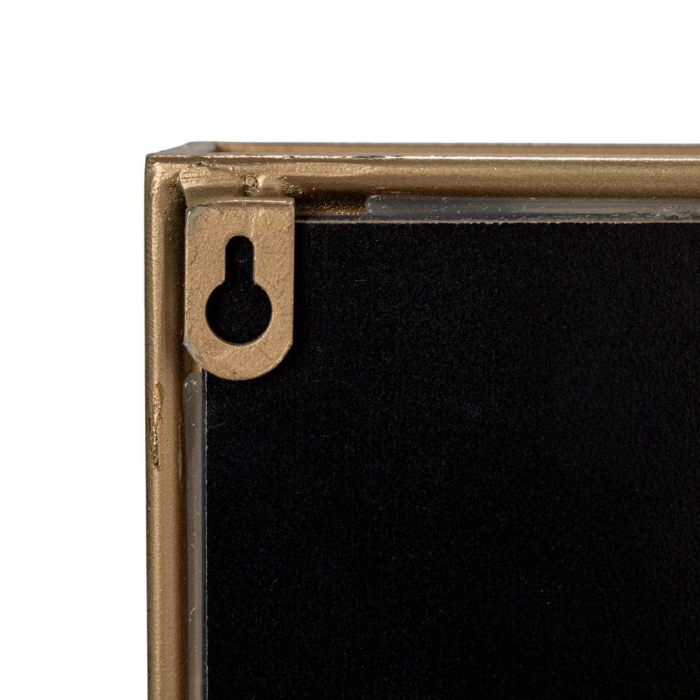 Gold Rectangular Metal and Wood Shadowbox Wall Mirror