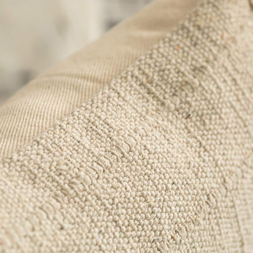 Handwoven Boho-Chic Cotton 17" Throw Pillow Cover with Drawstring