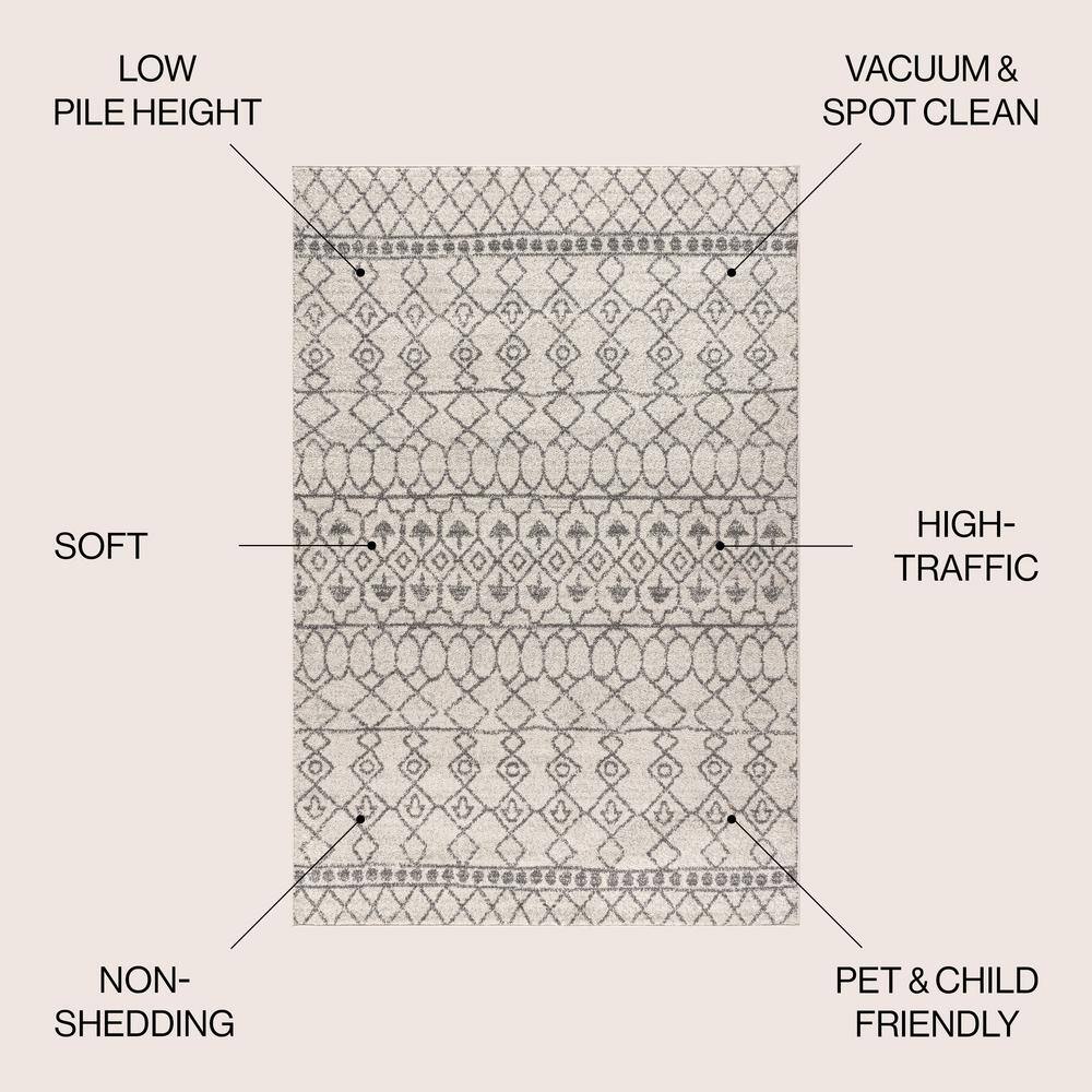 Vintage Moroccan Inspired Easy-Care Gray & Ivory Area Rug