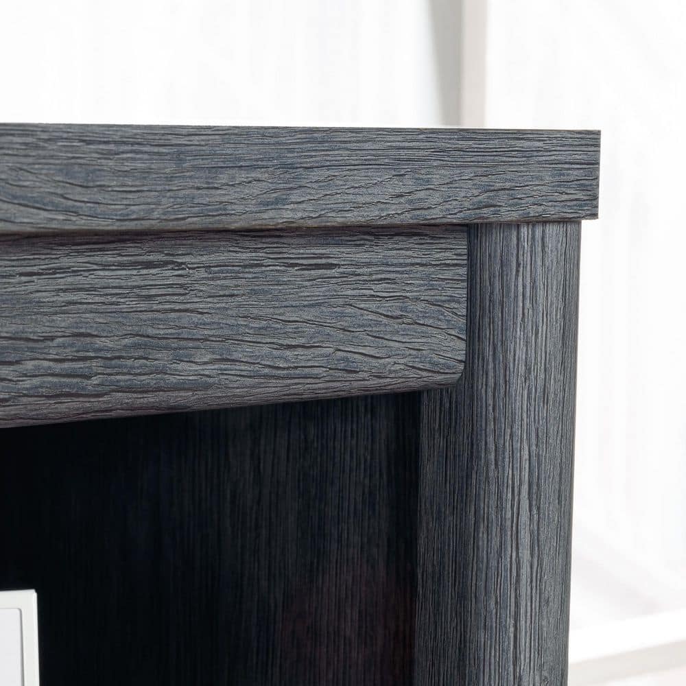 Denim Oak Vertical 4-Drawer Chest with Open Shelf