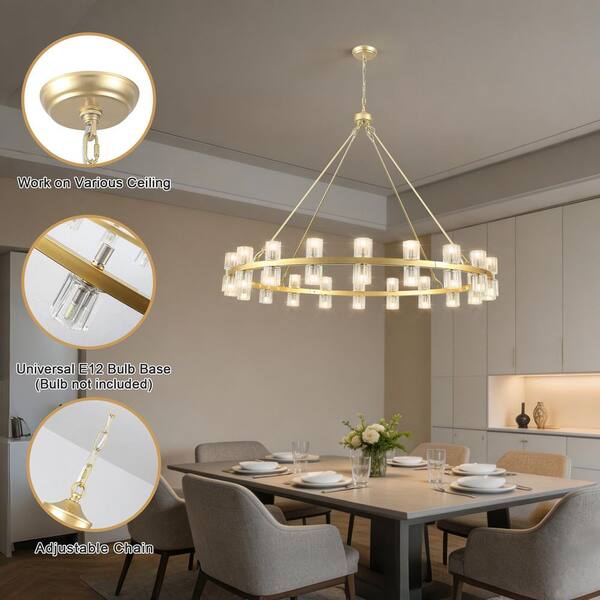 Tochic 29-Inch Modern Crystal Chandelier - 2-Tier Triangle Farmhouse Ceiling Light For Dining Room, Living Room, Kitchen Island, Bedroom